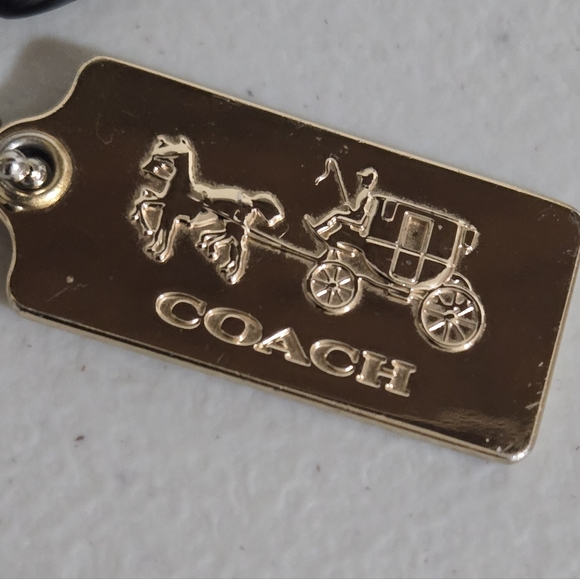 Coach Black Leather and Gold Tag Keychain - Picture 3 of 7